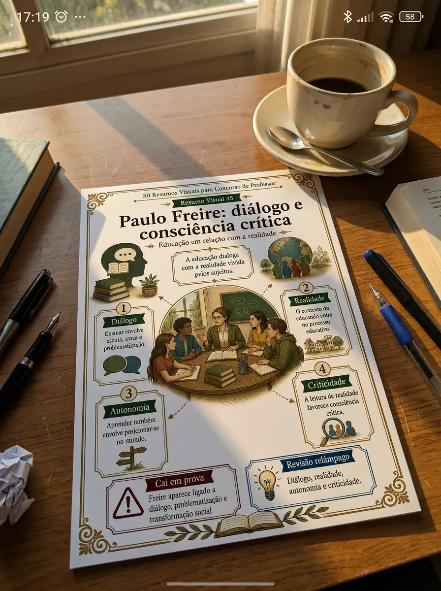 Pessoa estudando com 50 Resumos Visuais para Concurso de Professor 02
