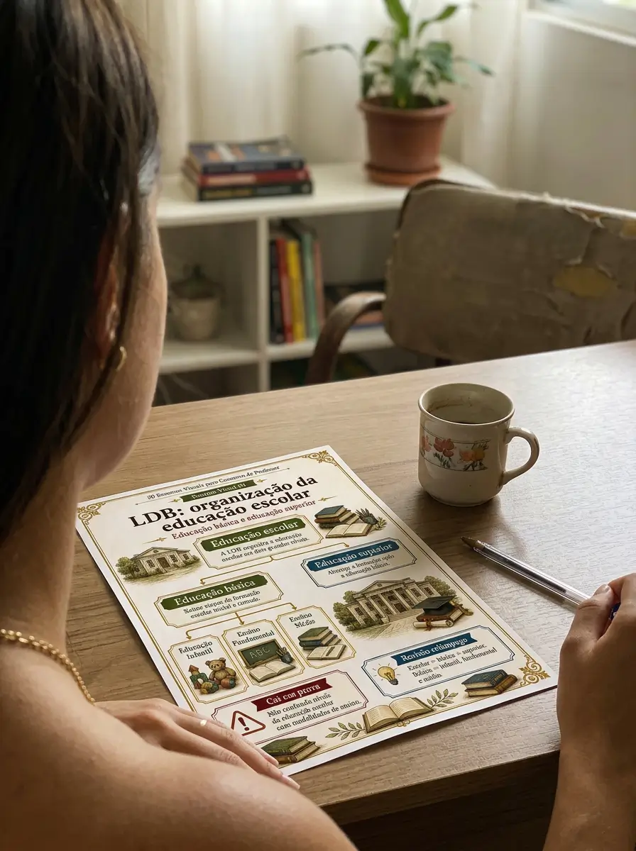Pessoa estudando com 50 Resumos Visuais para Concurso de Professor 03